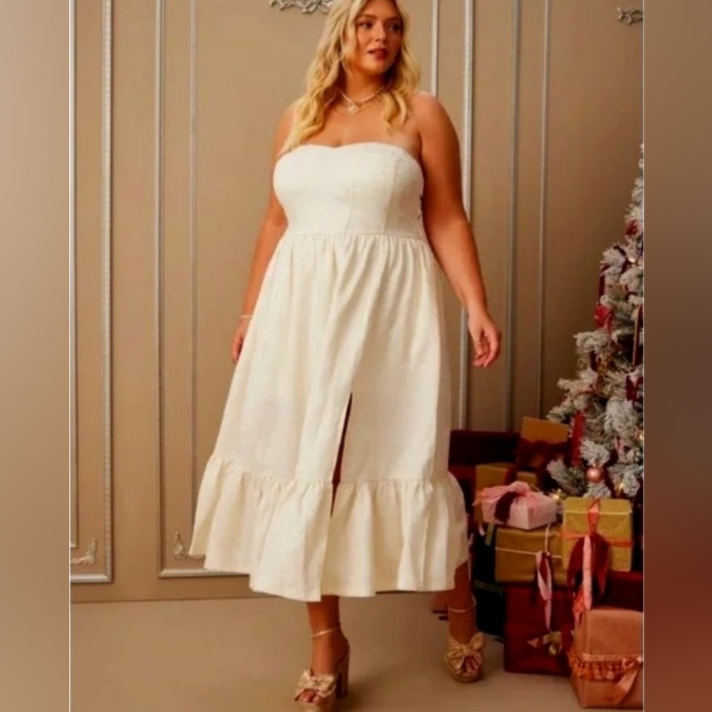 ARULA Strapless Cream Dress